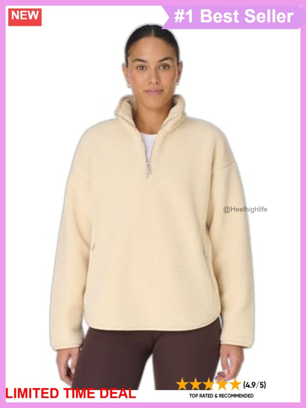 Sweaty Betty Plush Half Zip Fleece Sweatshirt Relaxed Fit Long Sleeve